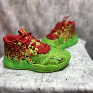Li-Ning Basketball Shoes Green and Red High Top Sneakers